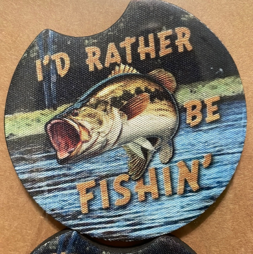 I'd rather be fishing – Lbs Car Coasters