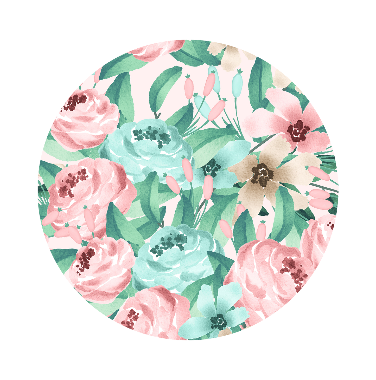 Teal and pink flowers