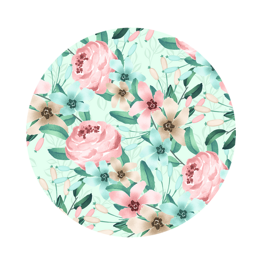 Pink and teal flowers